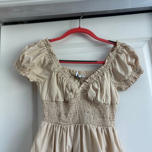 Princess Polly Daniela Mini Dress Sz XS Beige Milkmaid Prairie Babydoll - Picture 3 of 12